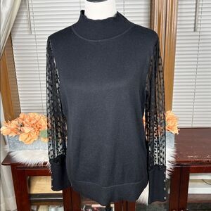 Talbots Factory Turtleneck Sweater with Dotted Sheer Sleeves NWT